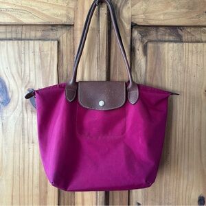 Longchamp Purse Fuchsia Le Pliage Original Shoulder Bag Tote Bag - Small
